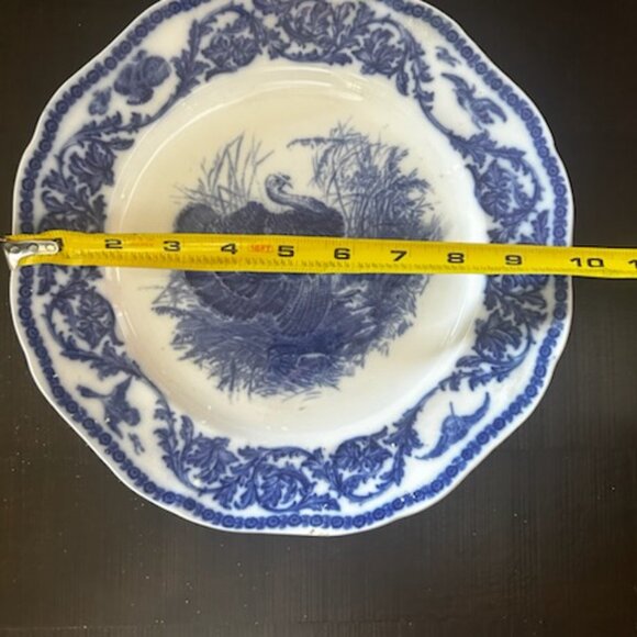 Antique 10" Royal Cauldon England  Flow Blue Turkey Dinner Plate - Picture 5 of 11